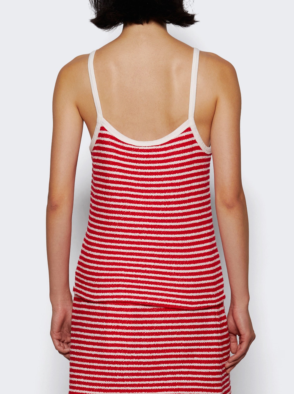 Women | Sporty & Rich | Serif Logo Striped Terry Tank Fire Stripes | Red