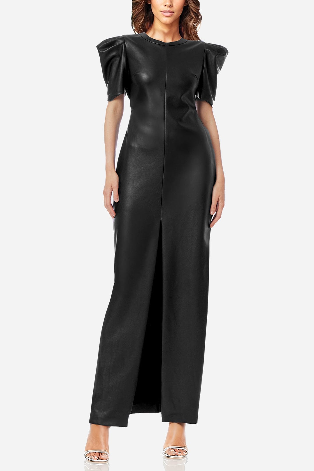 ONE33 SOCIAL | The Toby Black Vegan Leather Maxi Dress | Black