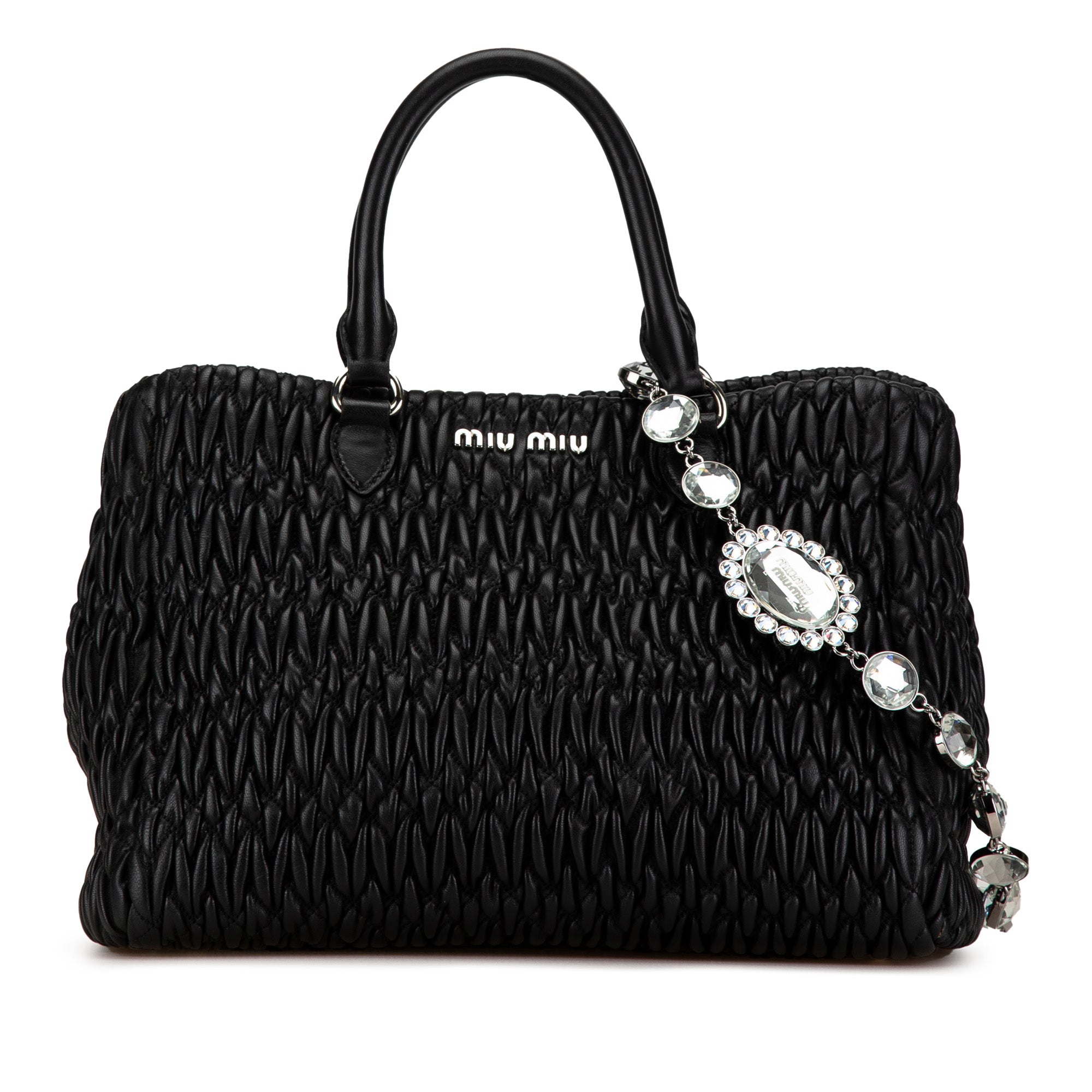 Miu Miu | Pre-Owned Matelasse Nappa Crystal Satchel | Black