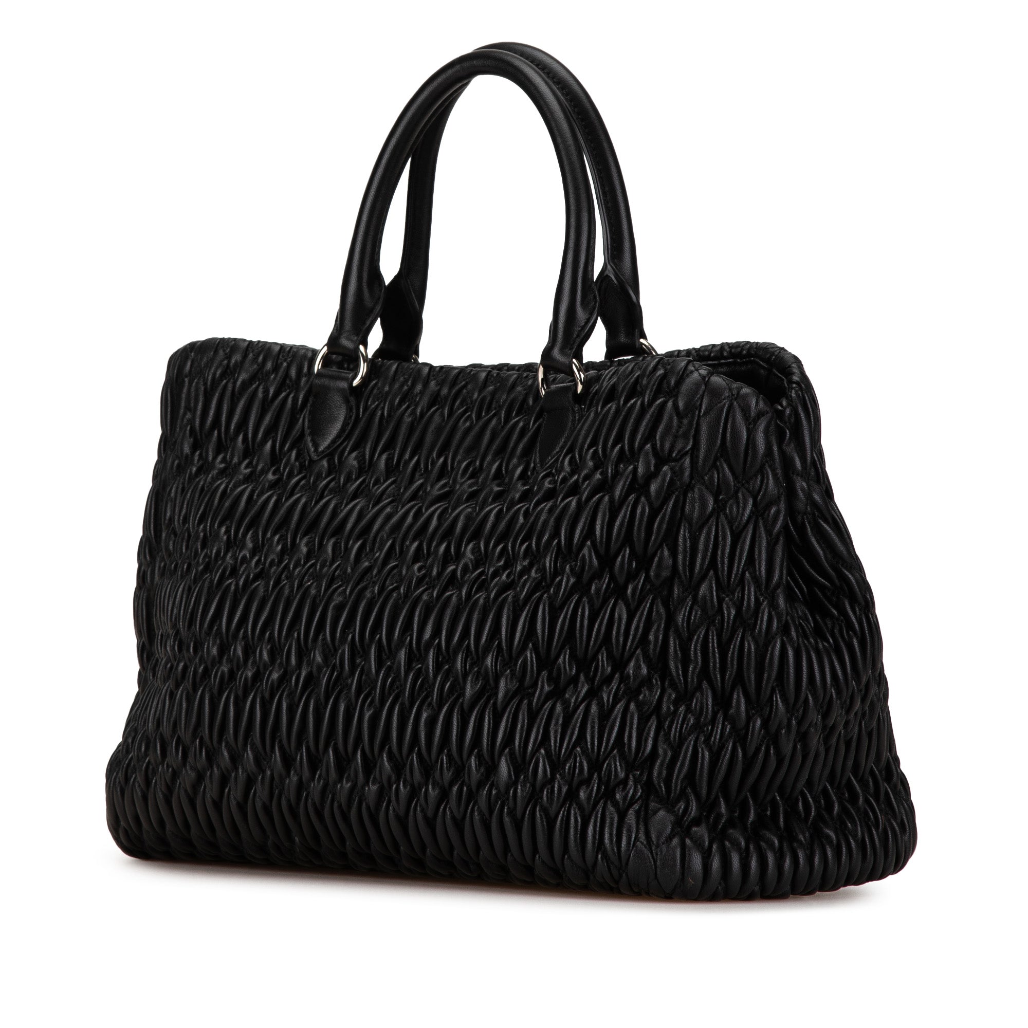 Miu Miu | Pre-Owned Matelasse Nappa Crystal Satchel | Black