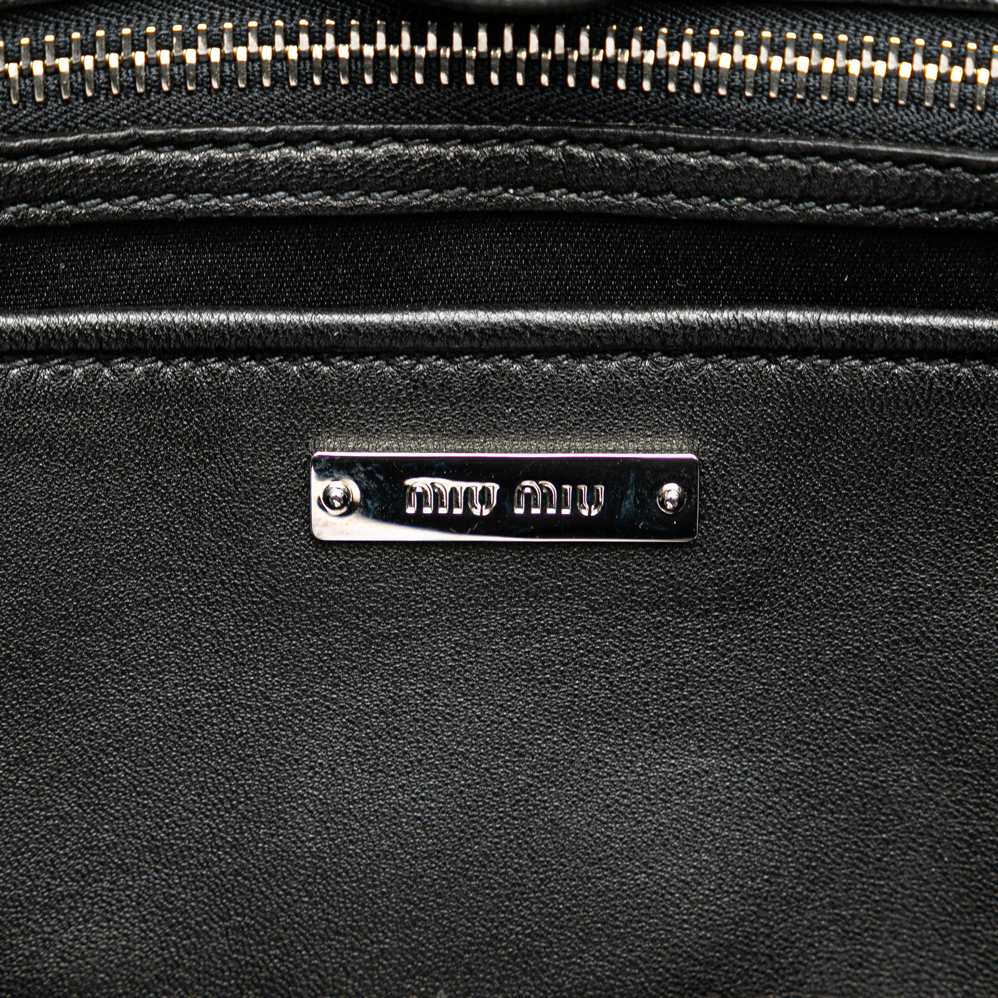 Miu Miu | Pre-Owned Matelasse Nappa Crystal Satchel | Black