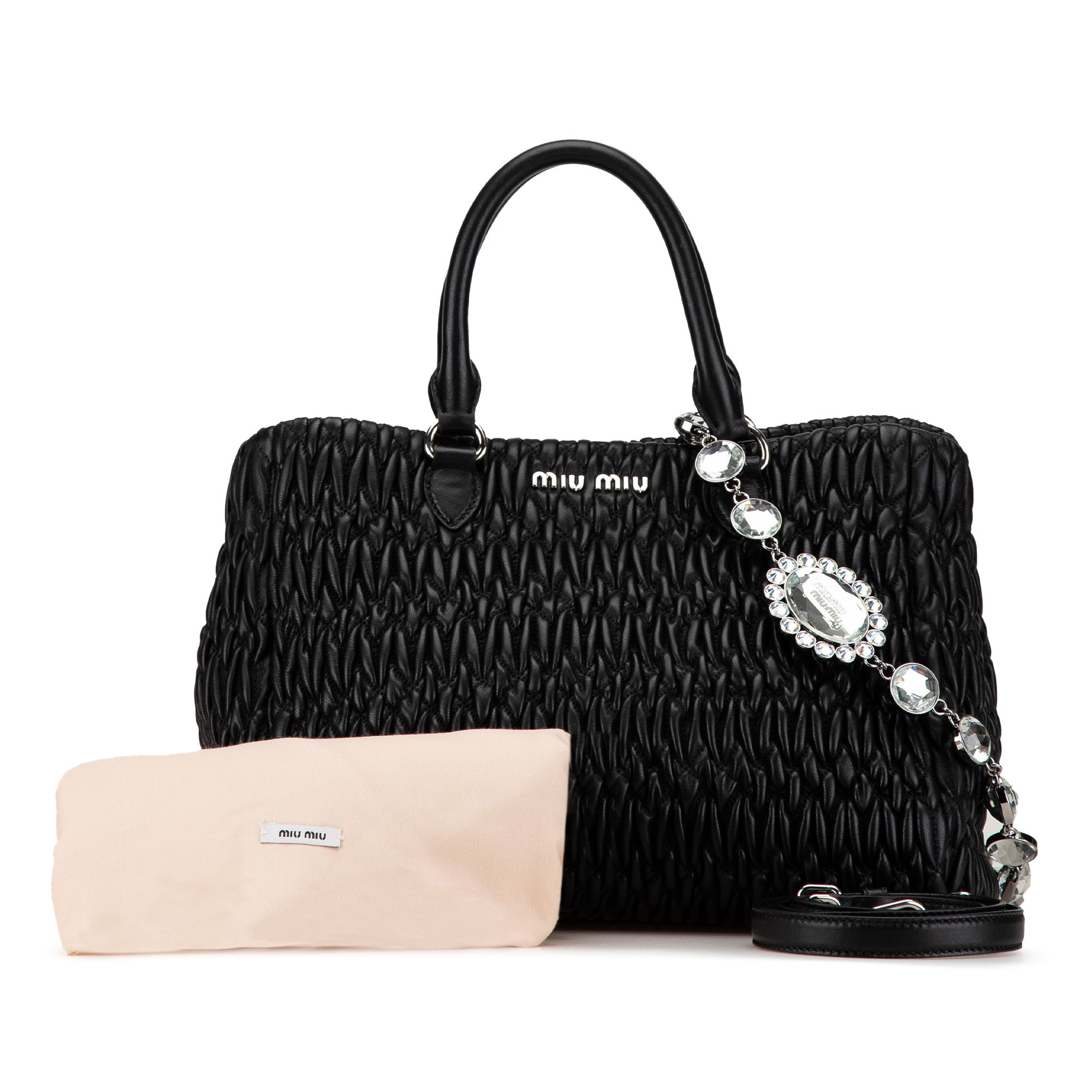 Miu Miu | Pre-Owned Matelasse Nappa Crystal Satchel | Black