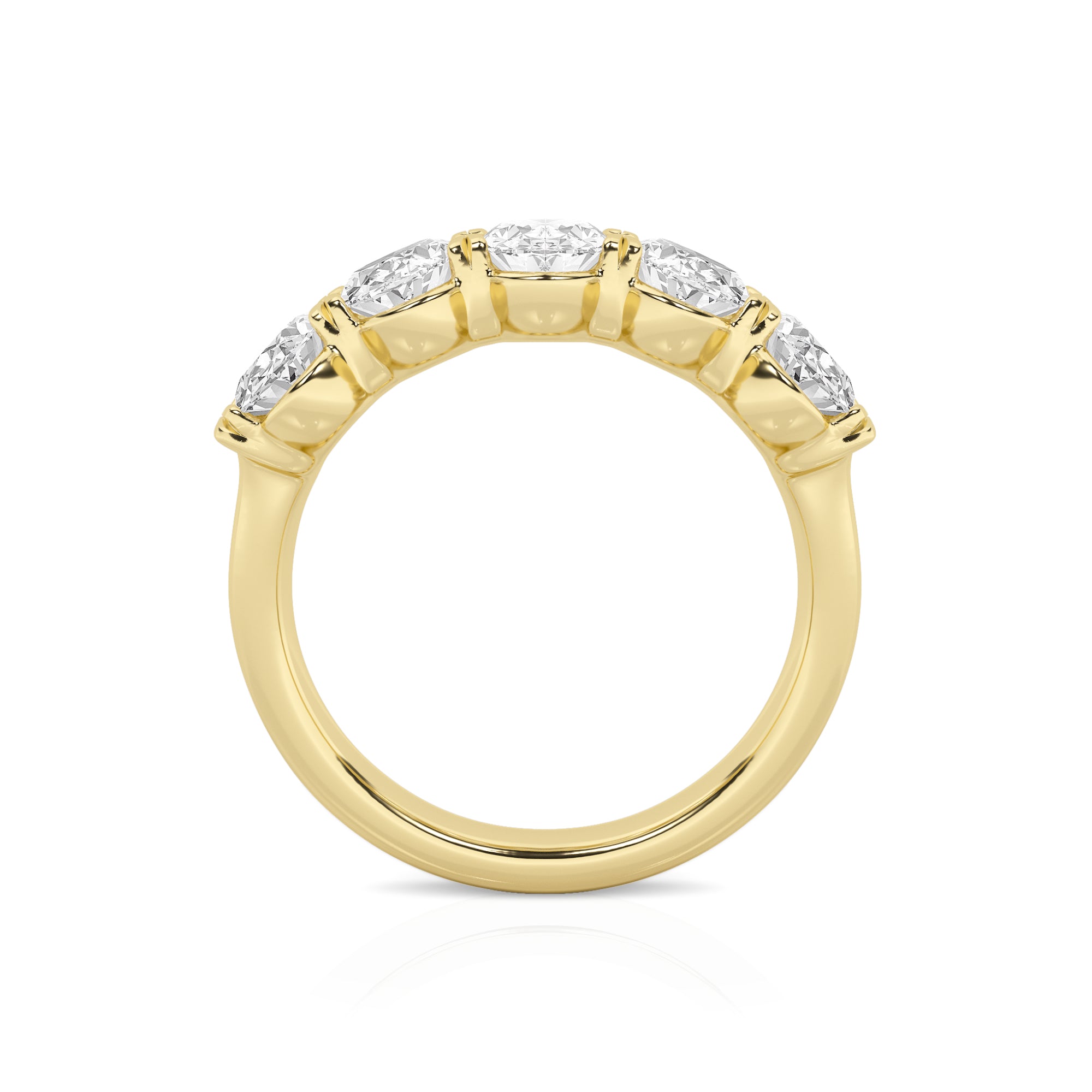 3.00 CT Oval Lab-Grown Diamond | Five Stone Anniversary Wedding Band Ring | 14K Yellow Gold | G Color | VS Clarity