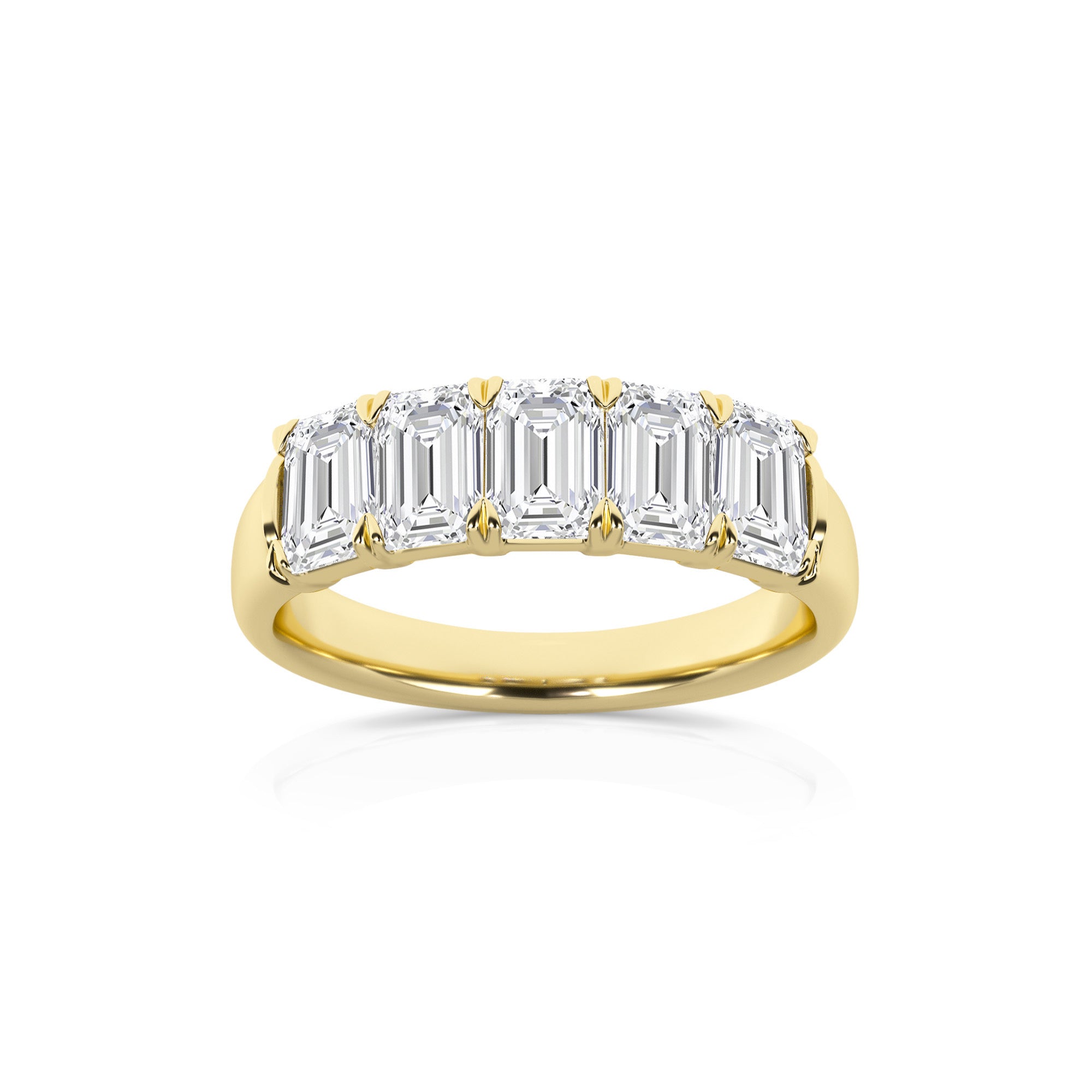 2.00 CT Emerald Lab-Grown Diamond | Five Stone Anniversary Wedding Band Ring | 14K Yellow Gold | G Color | VS Clarity