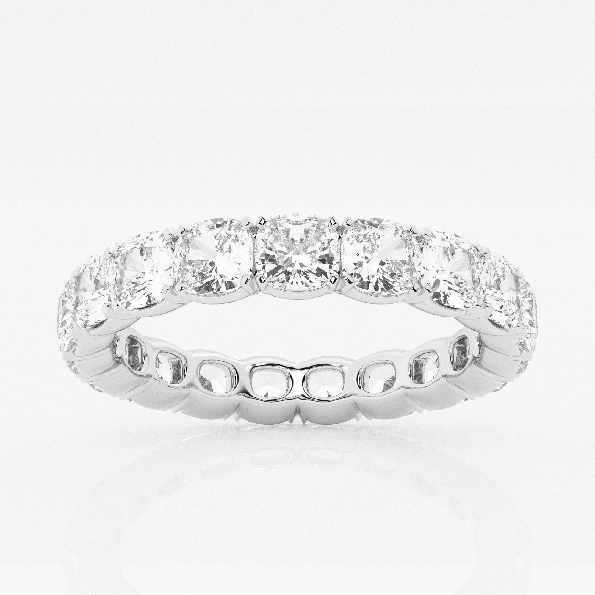 4.00 CT Cushion Lab-Grown Diamond | Eternity Band Ring | 14K White Gold | G Color | SI Clarity