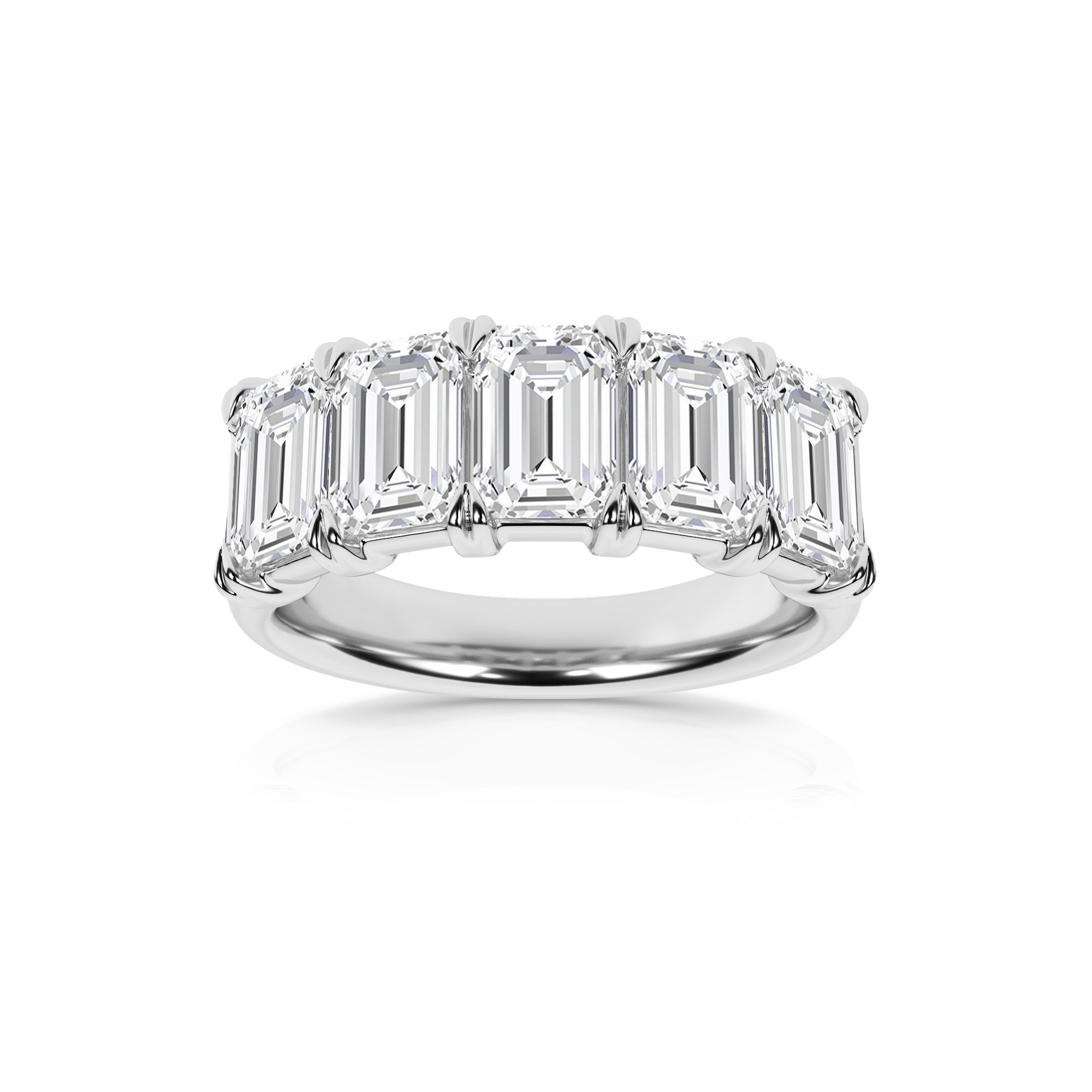 4.00 CT Emerald Lab-Grown Diamond | Five Stone Anniversary Wedding Band Ring | 14K White Gold | G Color | VS Clarity