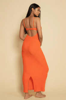Petal Long Slip Dress | Tangerine