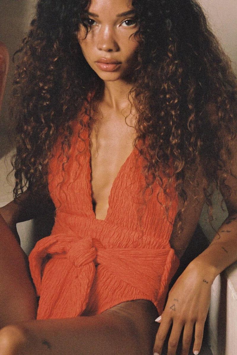 Tropez Tie Up One Piece | Tangerine