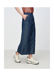 Tencel-Cotton Denim Skirt | Navy