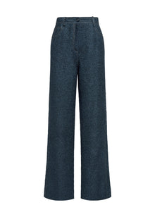Textured Straight Pants | Navy