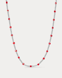 The Costa de Sol Beaded Necklace | Silver | Red