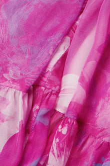 ONE33 SOCIAL | The Lila Printed High Low Halter Gown | Pink / White / Purple