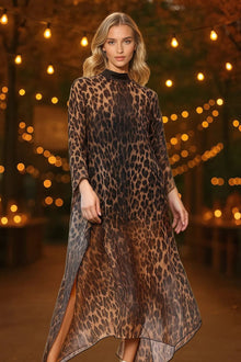 ONE33 SOCIAL | The Rhea Leopard High-Low Caftan Dress | Brown