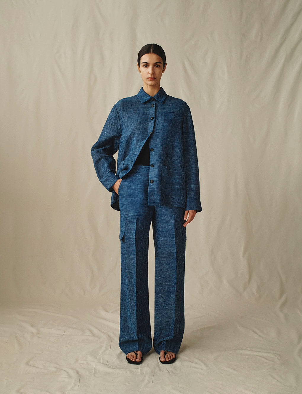 Womens | The Cargo Pants in Linen Slub | Indigo