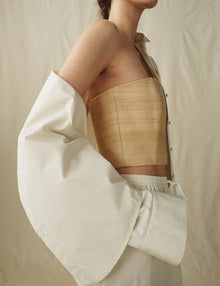 Womens | The Band Top in Silk Basket Weave | Straw