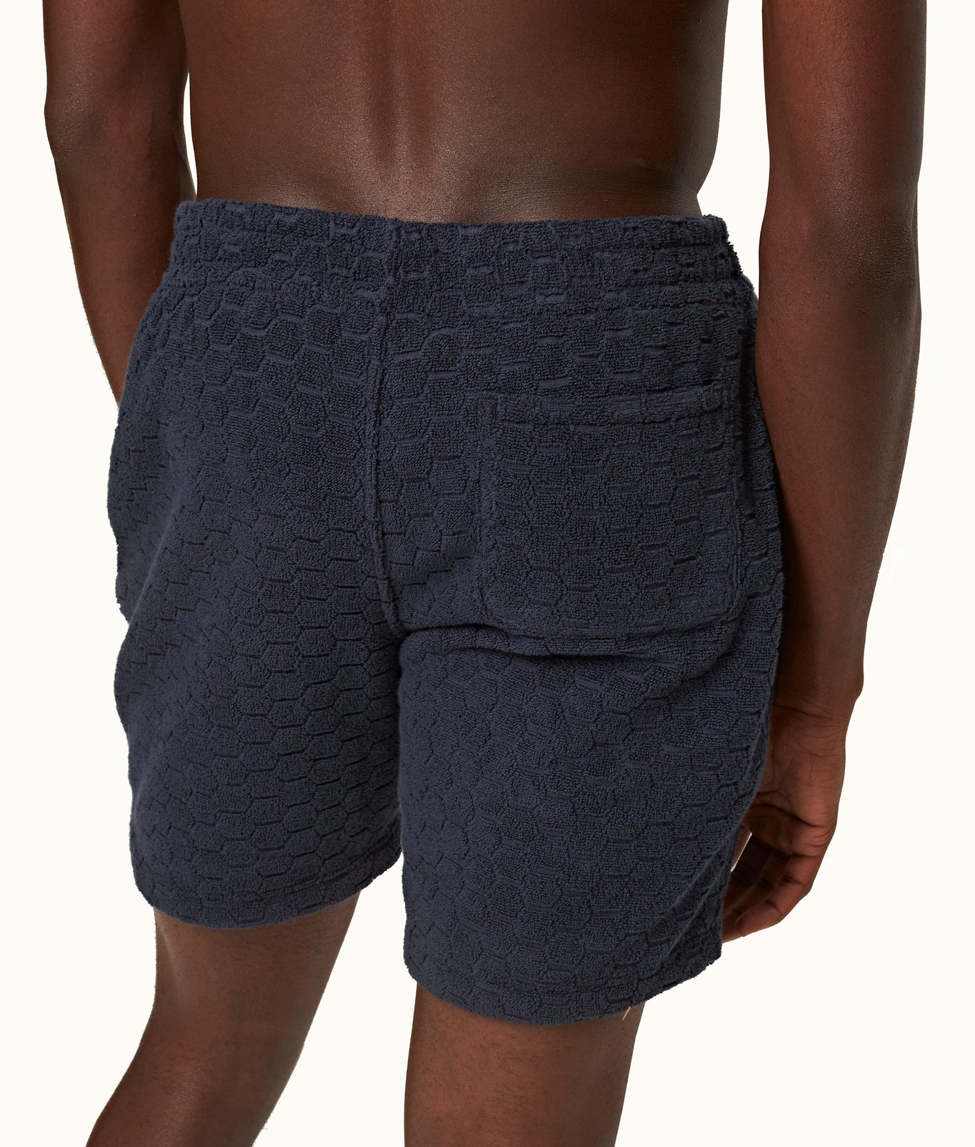Trevone Towelling Atom Jacquard Classic Fit Cotton Towelling Sweat Shorts | Night Iris