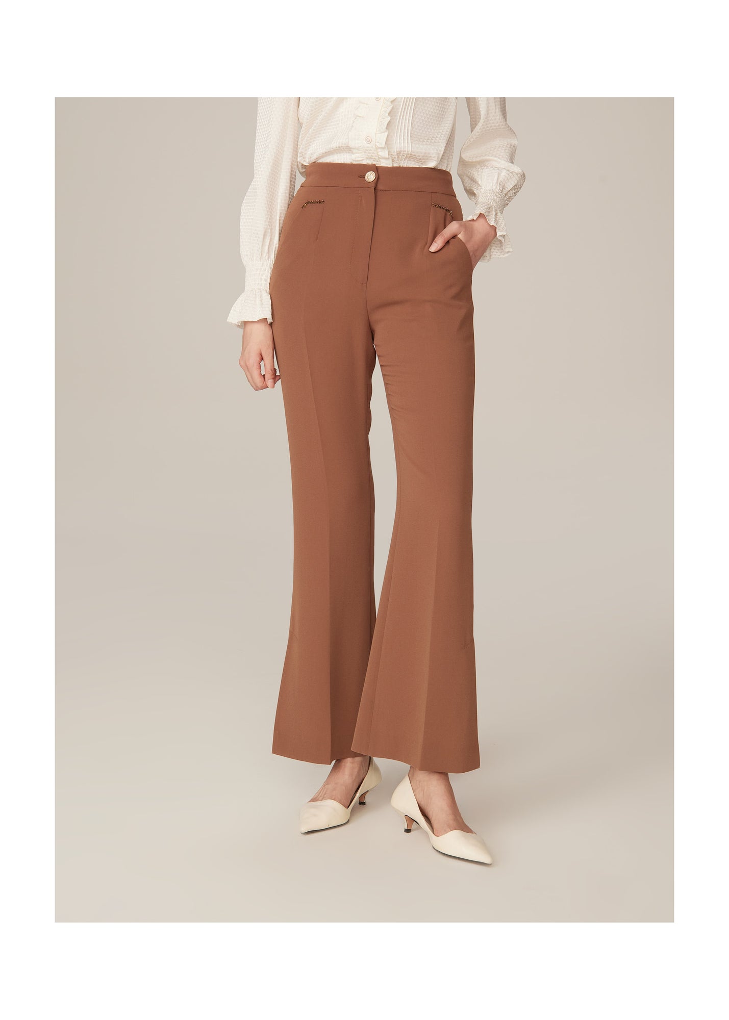 Triacetate Flare-Leg Pants | Brown