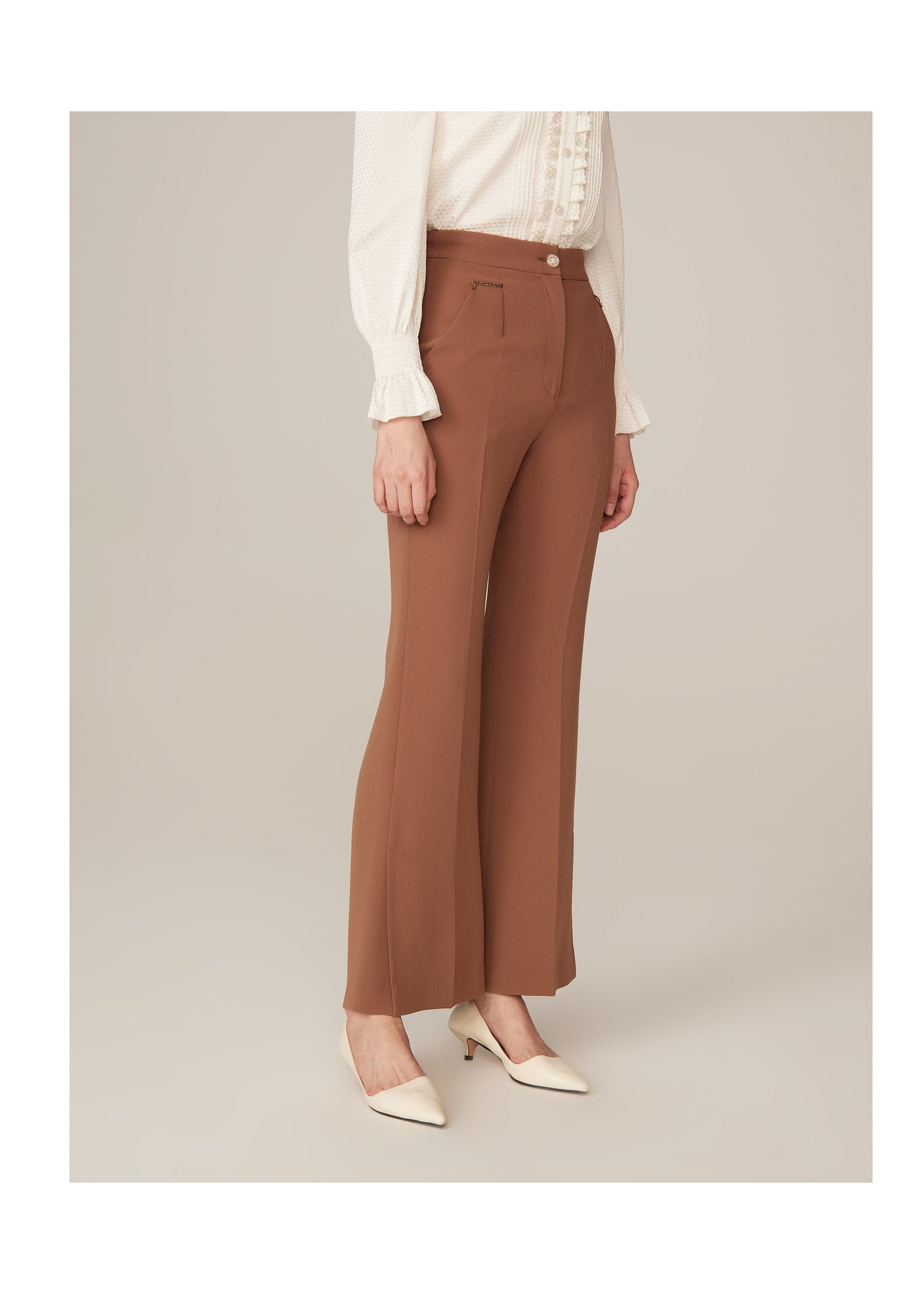 Triacetate Flare-Leg Pants | Brown