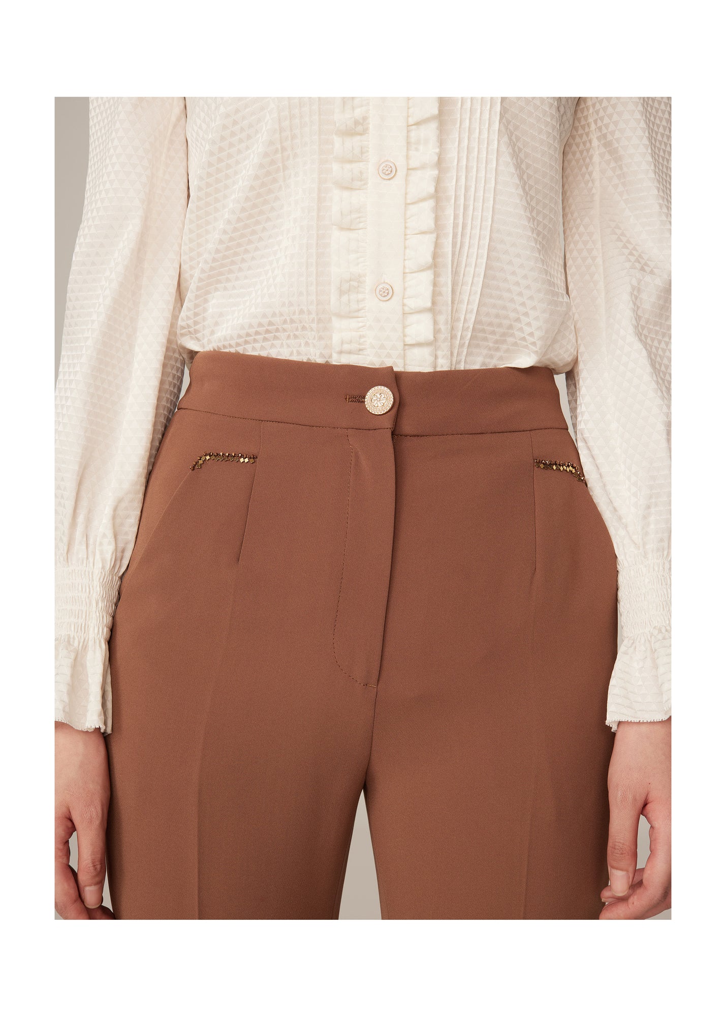 Triacetate Flare-Leg Pants | Brown