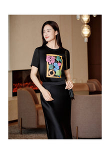 Triacetate Straight-Shoulder T-Shirt | Black