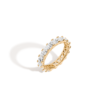 Lab Grown White Sapphire Trillion Eternity Ring Vermeil Yellow Gold