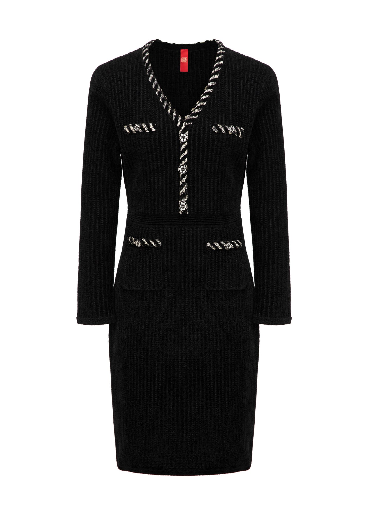 Trimmed Knit Dress | Black