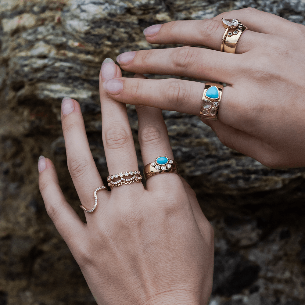 Women | Apollonia Turquoise Cigar Band | 14k White Gold