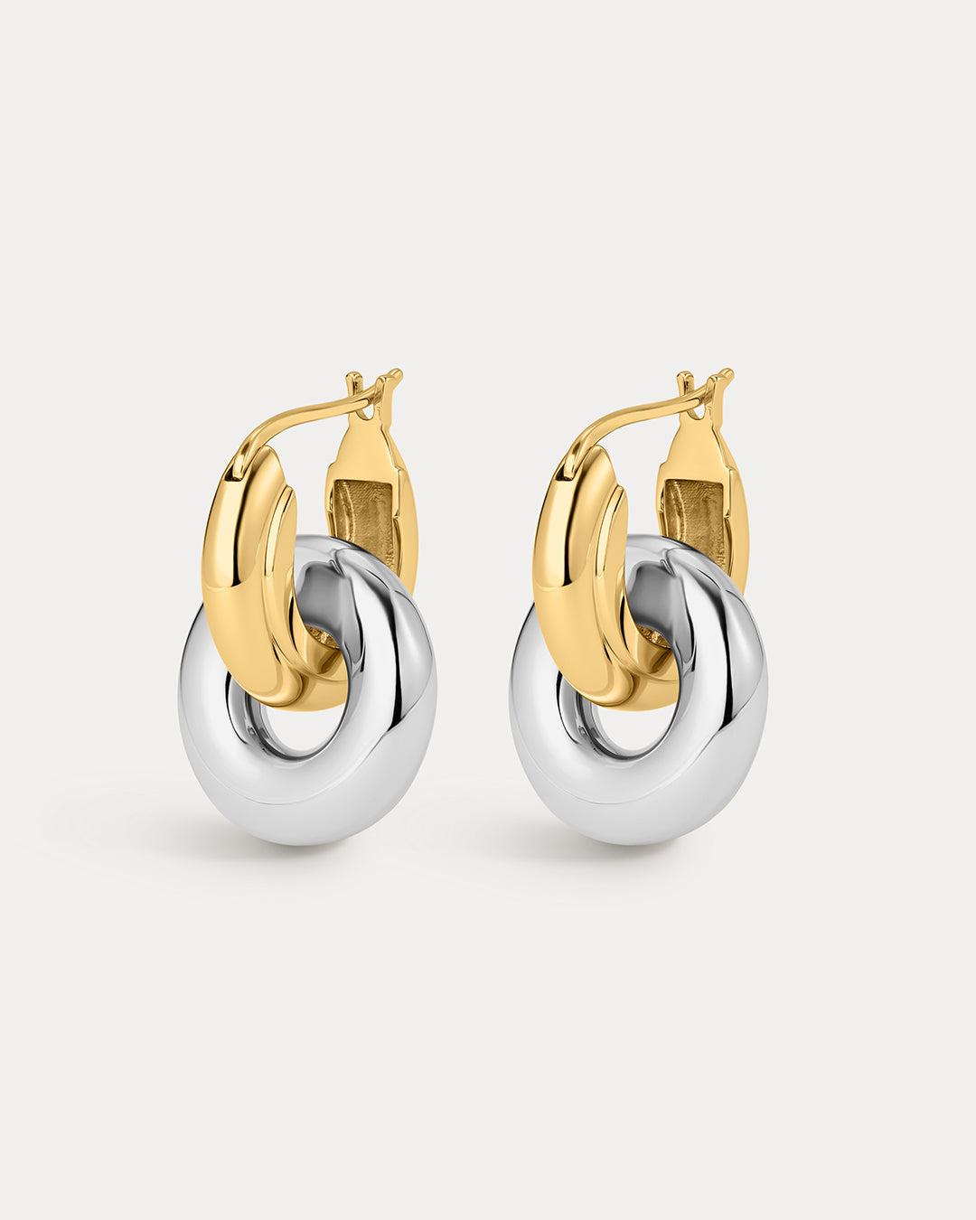 Two-Tone Interlock Hoops | Gold