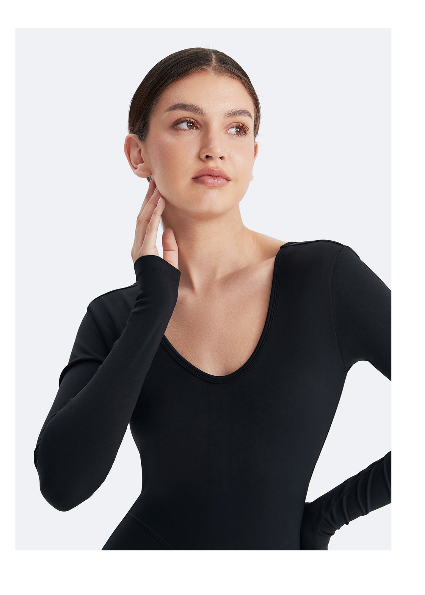 U-back Long Sleeve Bodysuit | Inky Black