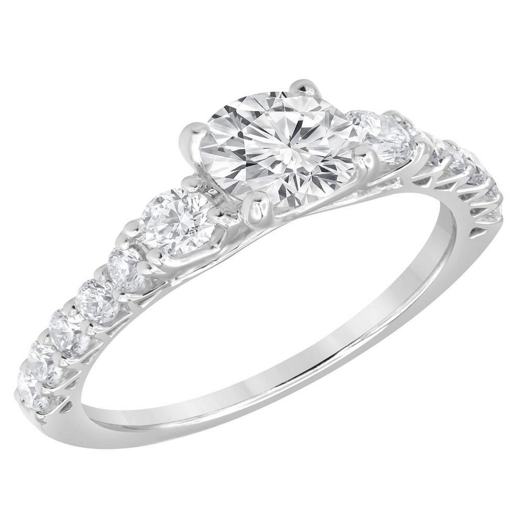 1.75 CT Round Natural Diamond | Fashion Ring | 14K White Gold | H Color | I-I1 Clarity