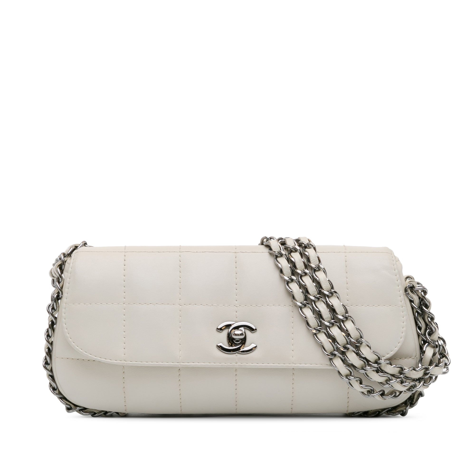 Chanel | Pre-Owned Choco Bar Lambskin 3 Chain Single Flap | White