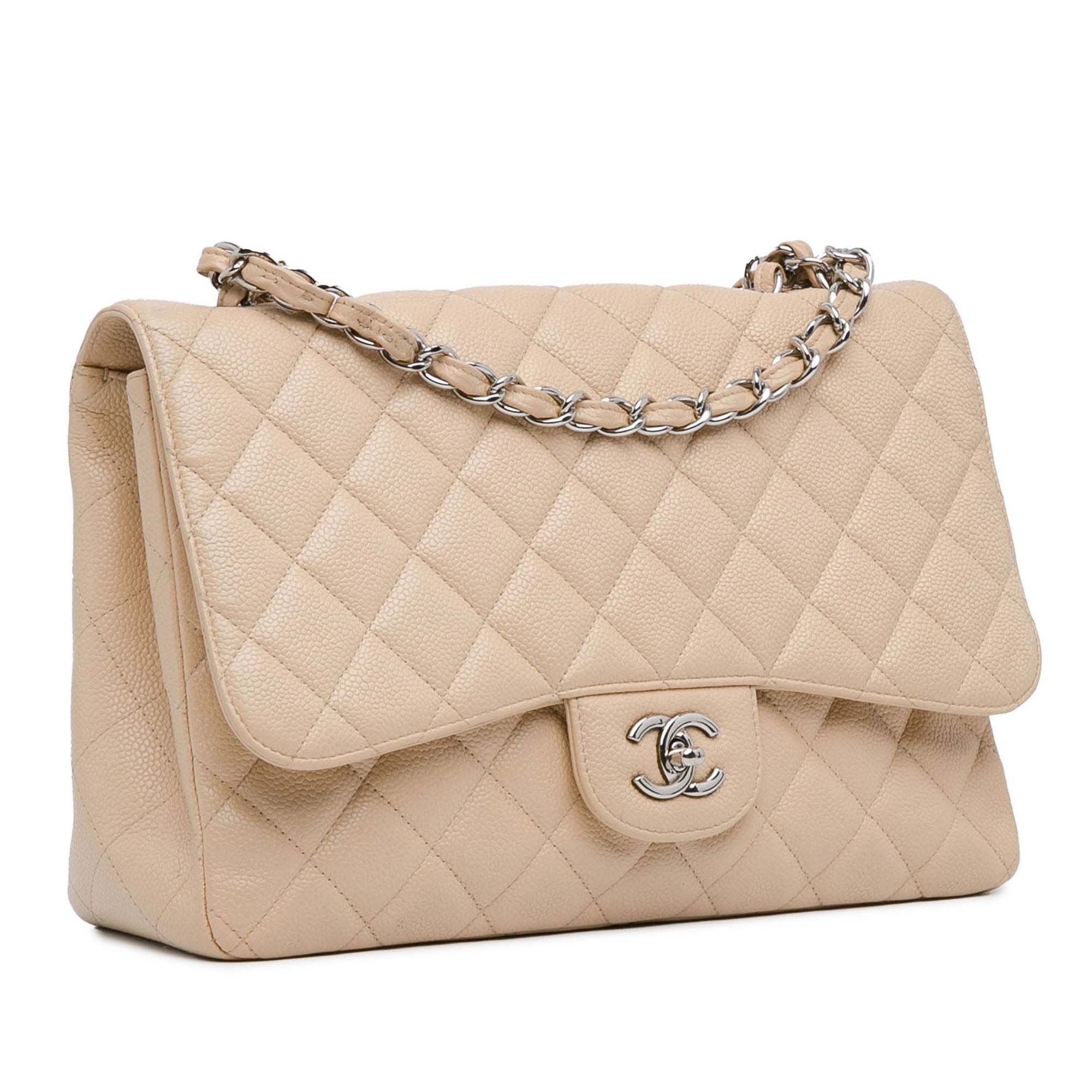 Chanel | Pre-Owned Jumbo Classic Caviar Single Flap Bag | Brown