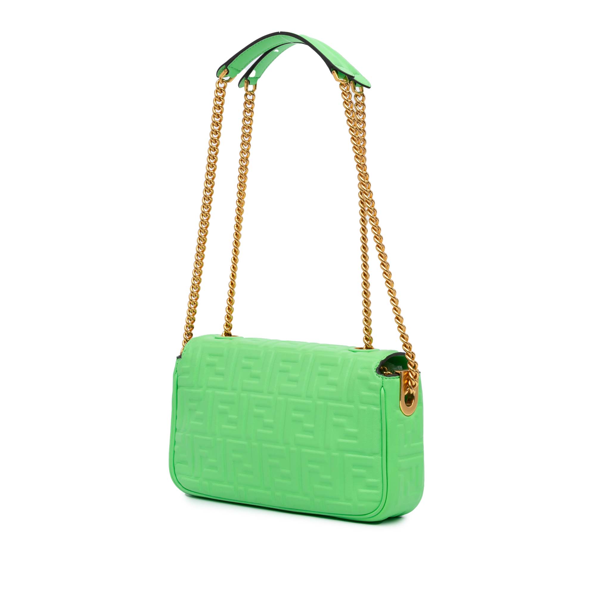 Fendi | Pre-Owned Zucca Embossed Leather Chain Midi Baguette | Green