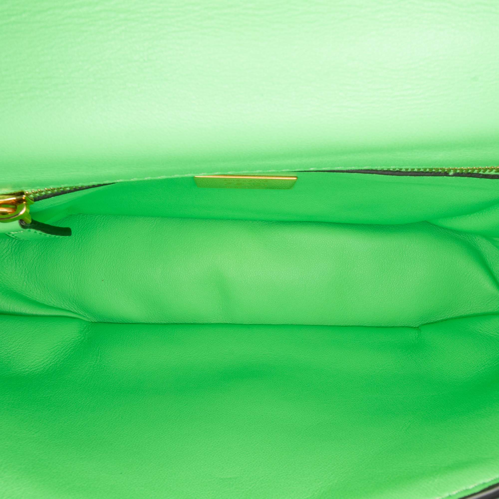 Fendi | Pre-Owned Zucca Embossed Leather Chain Midi Baguette | Green