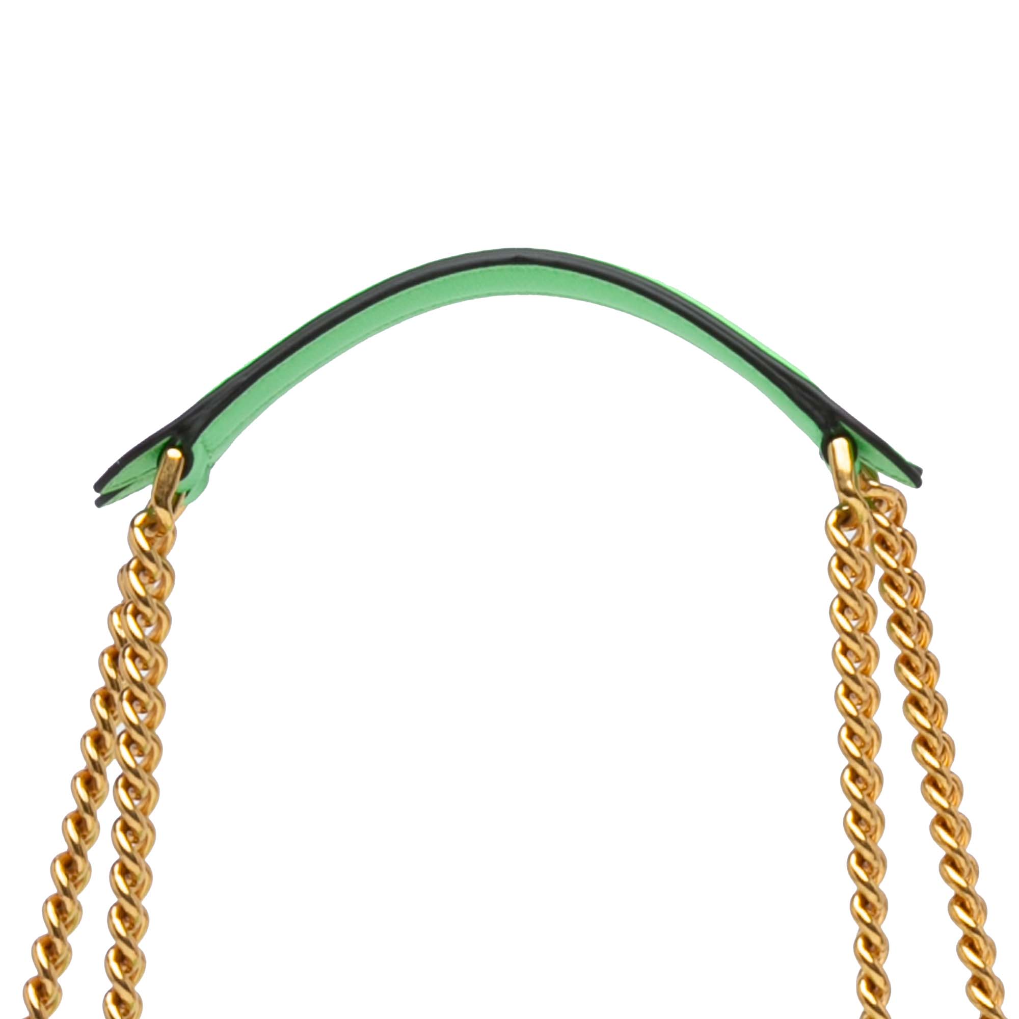 Fendi | Pre-Owned Zucca Embossed Leather Chain Midi Baguette | Green