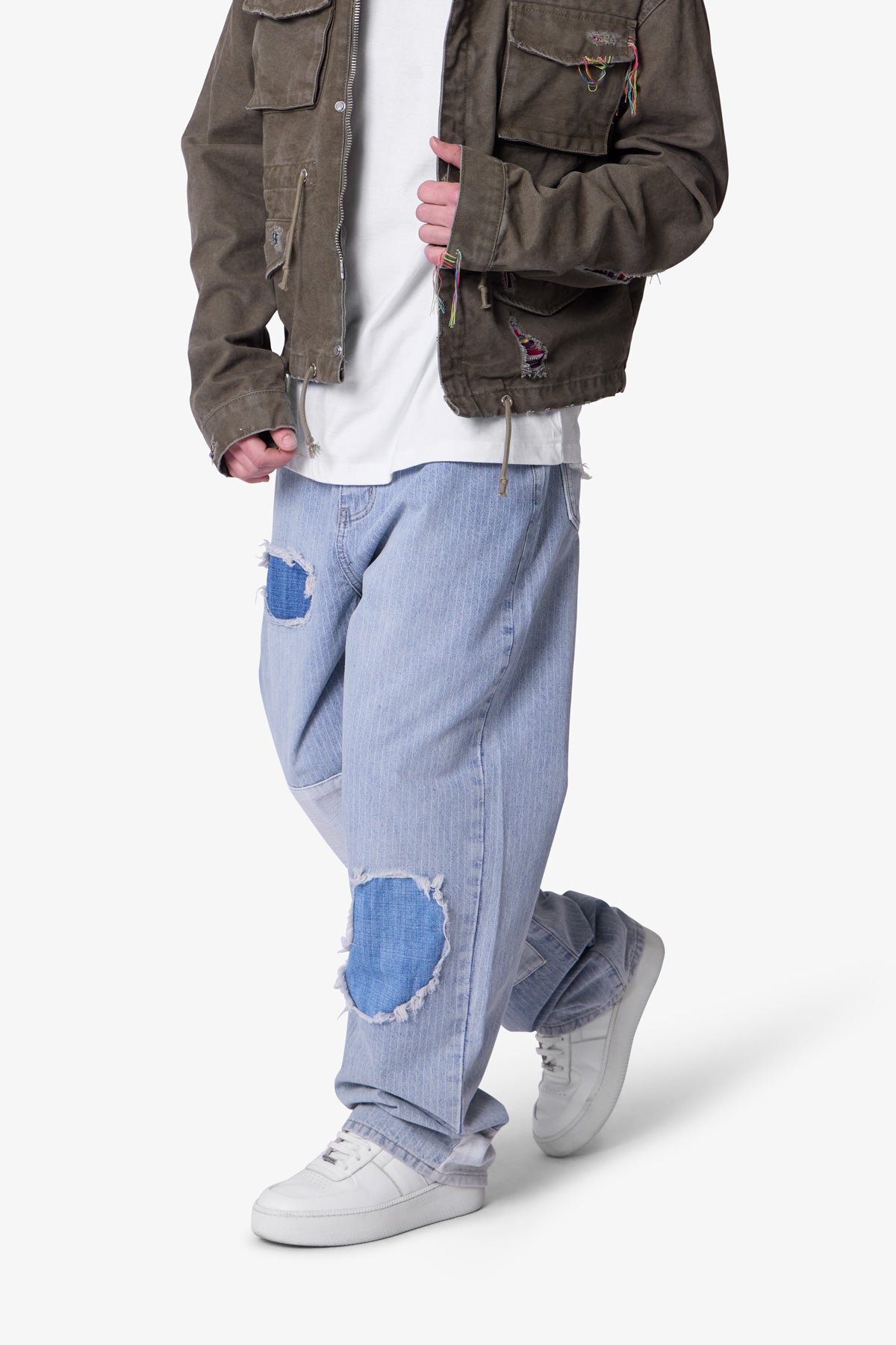 Ultra Baggy Patched Up Denim | Light Blue
