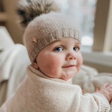 Unisex | Honeycomb Cashmere Beanie with Animal Print Poms | Beige