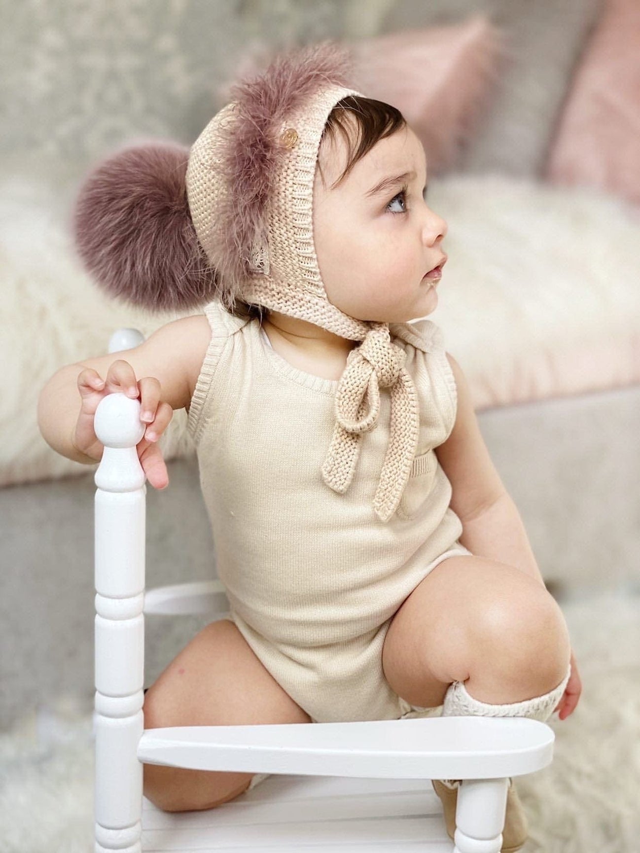 Unisex | Lion Bonnet Eggplant | Beige x Multicolor