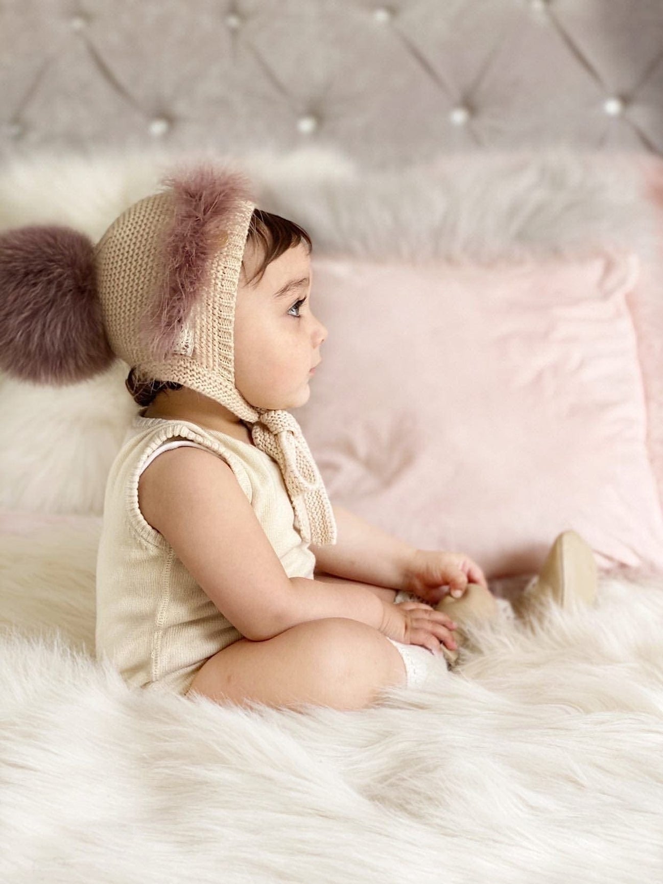 Unisex | Lion Bonnet Eggplant | Beige x Multicolor