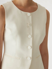 Refined Suiting Button Front Vest | Cream