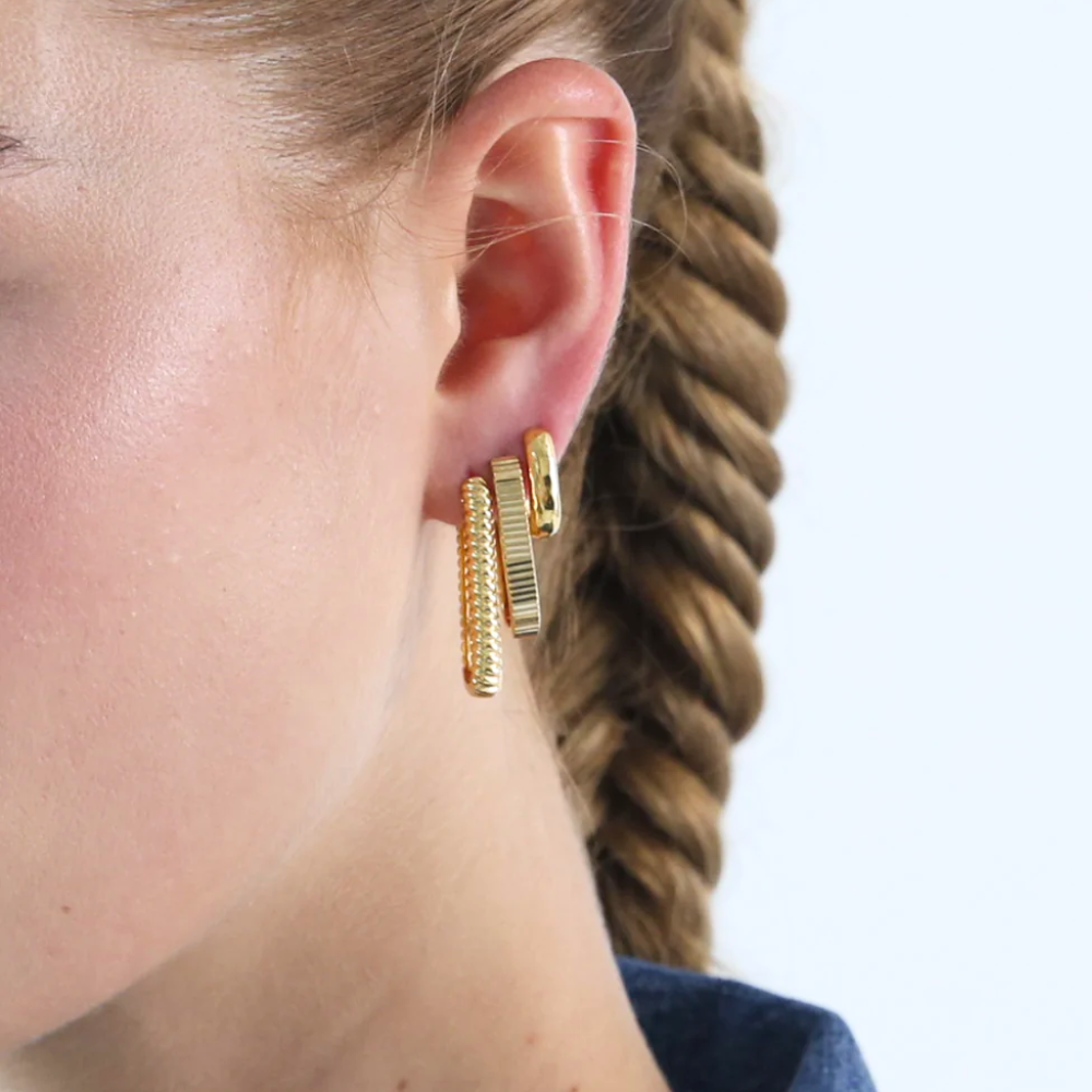 The Diamond Cut U Hoop | 18K Yellow Gold-Plated