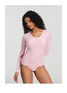 V-Neck Long Sleeve Top | Ballet Pink