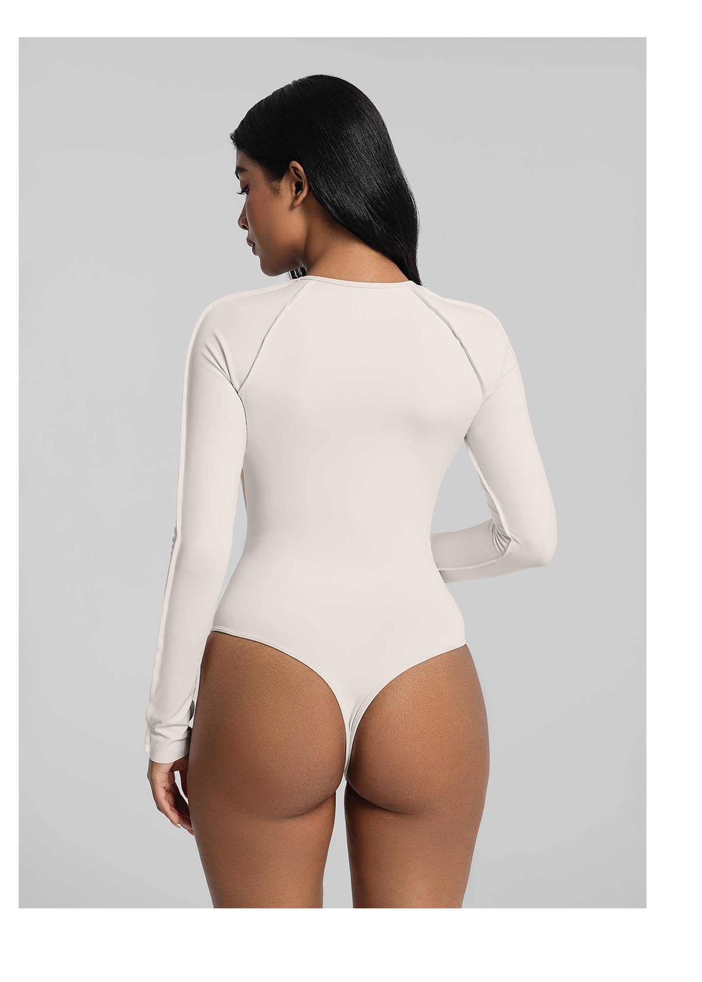 V-Panel Mesh Bodysuit | Ivory