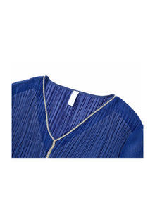 V-neck Waist-fitted Dress | Blue