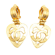 Chanel | Pre-Owned Gold Plated CC Heart Drop Clip On Earrings | Gold
