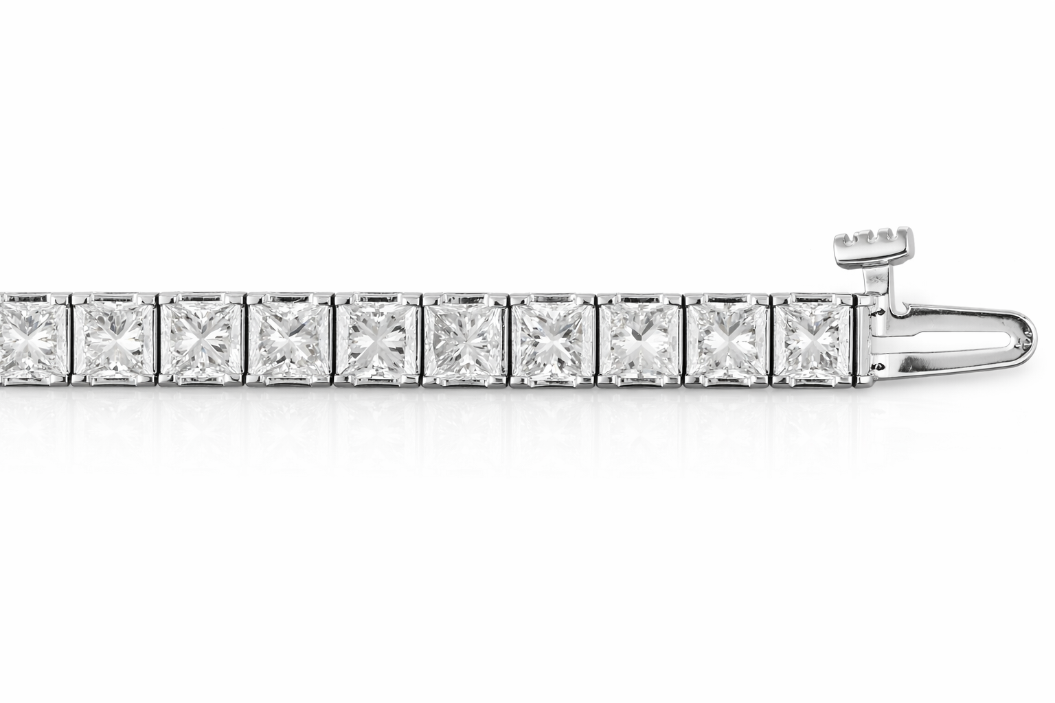 10.00 CT Princess Natural Diamond | Tennis Bracelet | 14K White Gold | G-H Color | VS Clarity