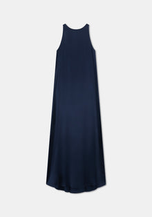 Aeron Venus Long Satin Dress | Midnight Blue