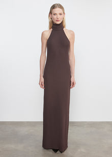 Knit Halter Turtleneck Dress | Bitter Brown