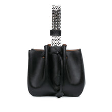 Alaïa | Pre-Owned Calfskin Eyelet Bracelet Embellished Bucket Bag | Black