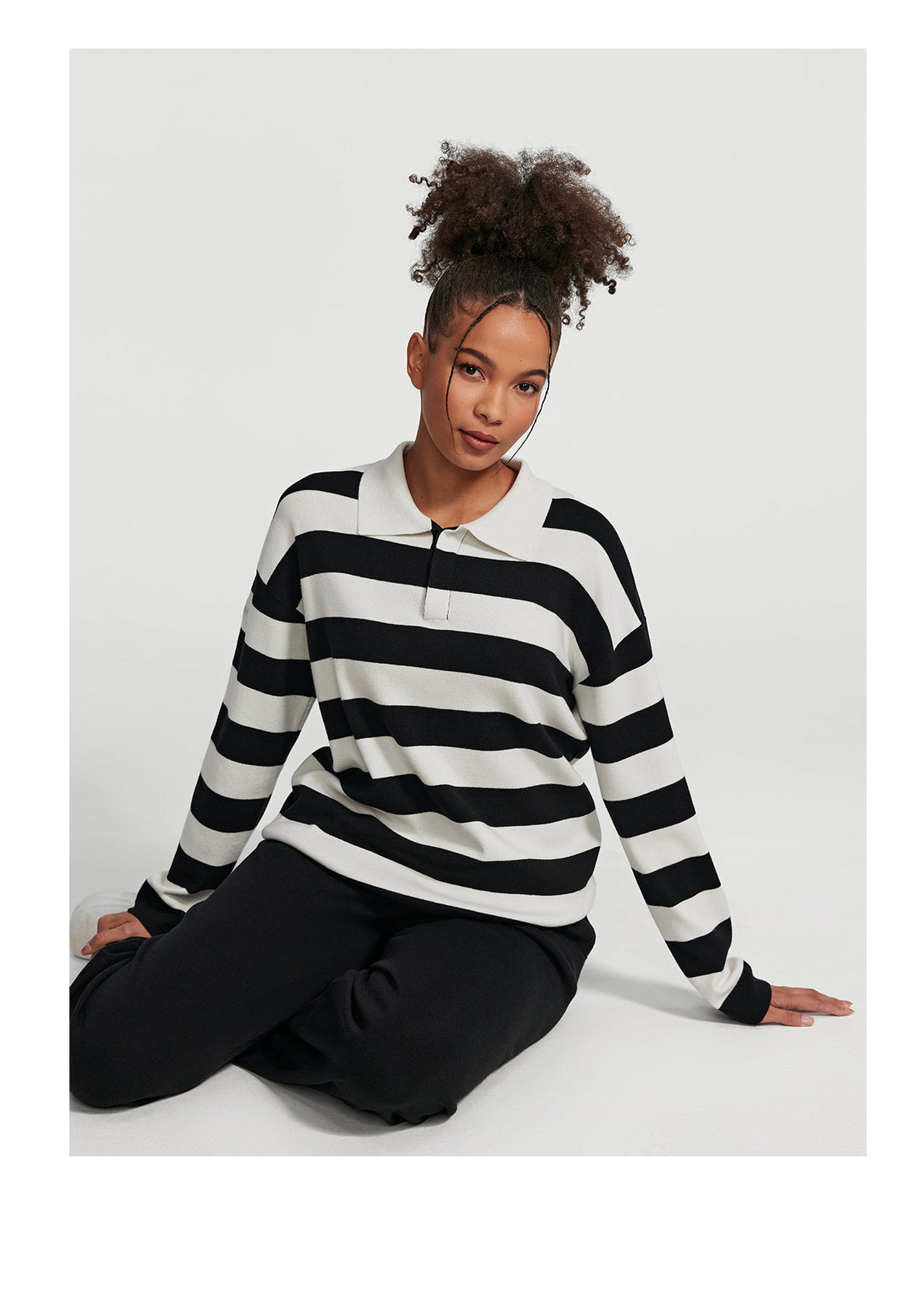 Varsity Striped Rugby Shirt | Black/White